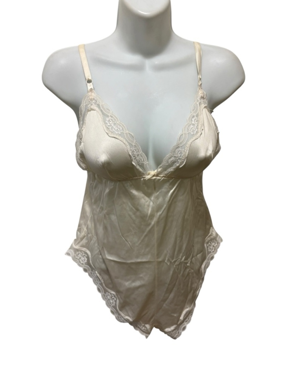Ashley Taylor 80’s Ivory Teddy Sz M Lace Trim Size Wedding Honeymoon